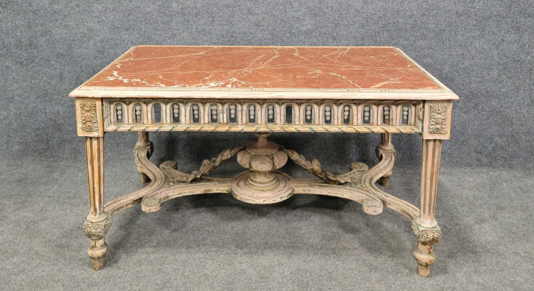 Marble Top Antique Coffee Table In The Manner Of Jansen (1 of 5)
