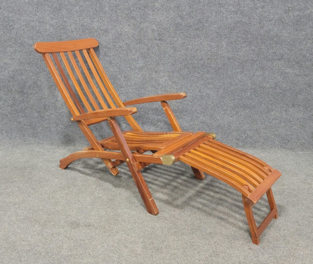 Teak Deck Chair: 32"H, 22"W, 56"D