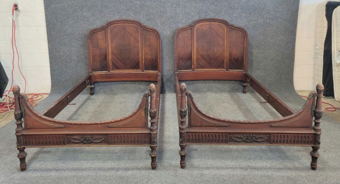 Pair Of Great French Twin Beds: Headboard - 44"H, 42.50"W | Footboard - 27.50"H, 42.50"W | Full Bed - 79.50"D