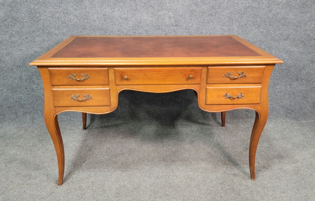Nice Leather Top French Style Desk: 31"H, 50"W, 28"D
