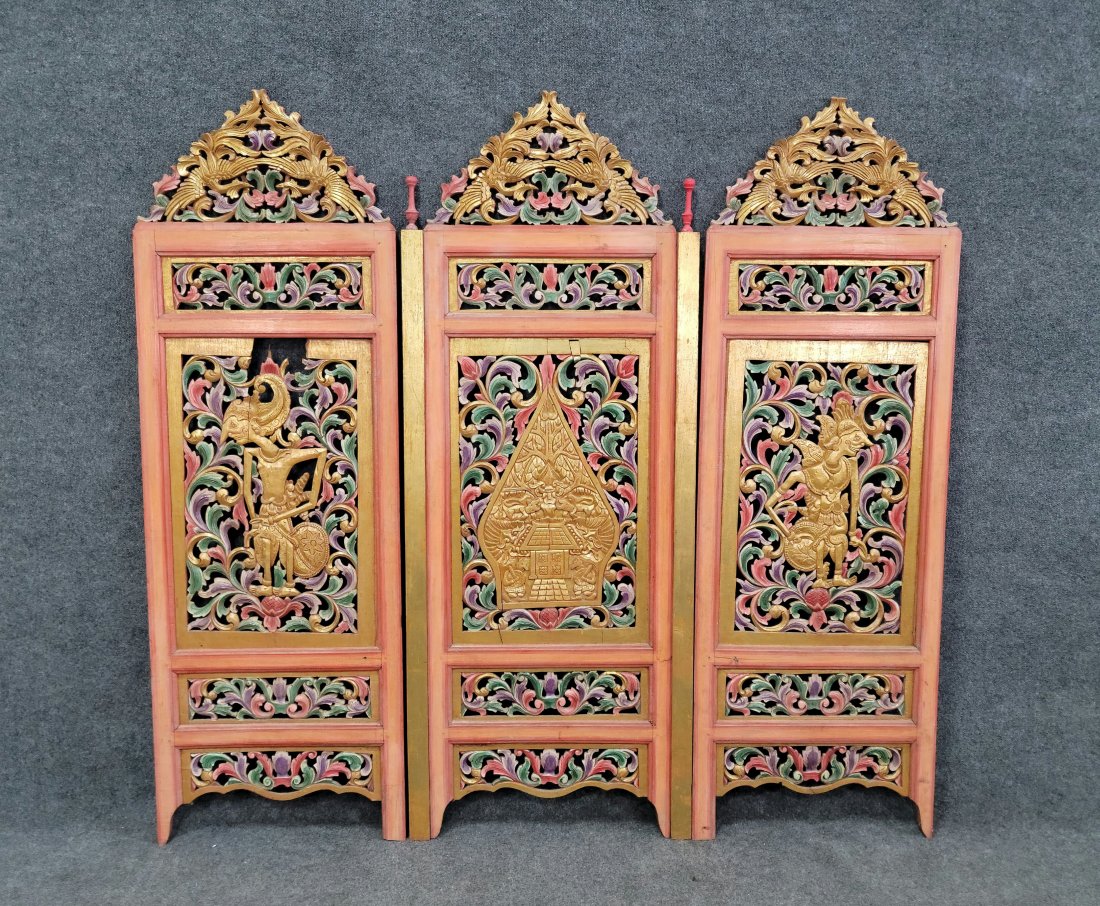 Carved Chinese Screen: 71.75"H, 76.75"W
