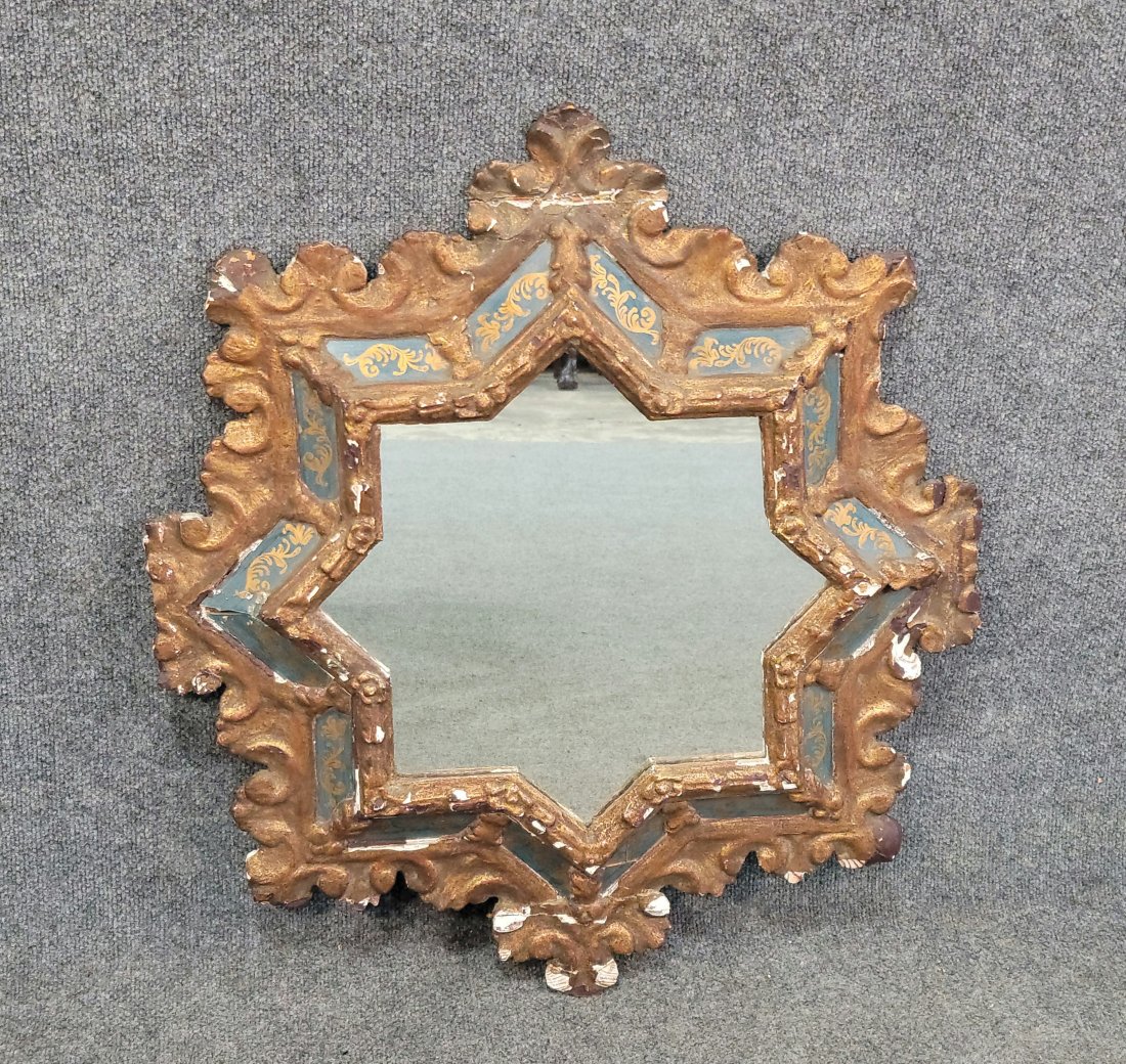 Antique Italian Mirror: 29.75"H, 26"W