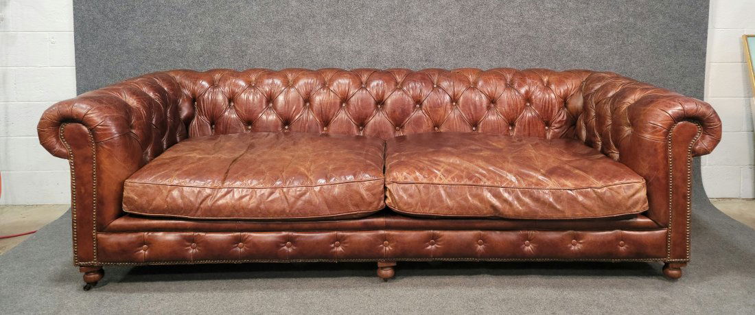 Restoration Hardware Leather Chesterfield Sofa (1 of 5)