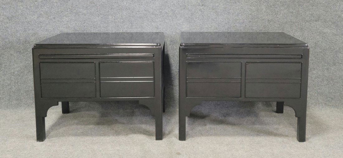 Pair Of Ebonized Henredon End Tables (1 of 4)