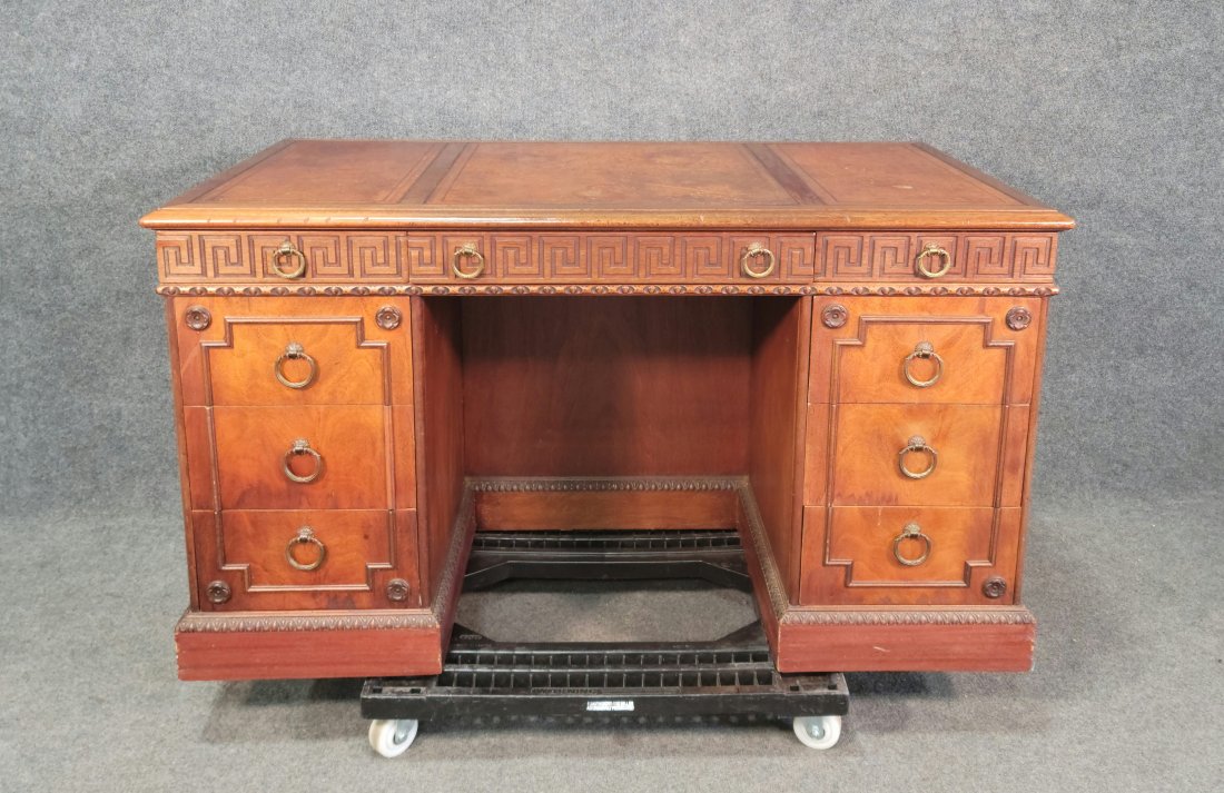 Leather Top Desk: 29.50"H, 53"W, 29"D
