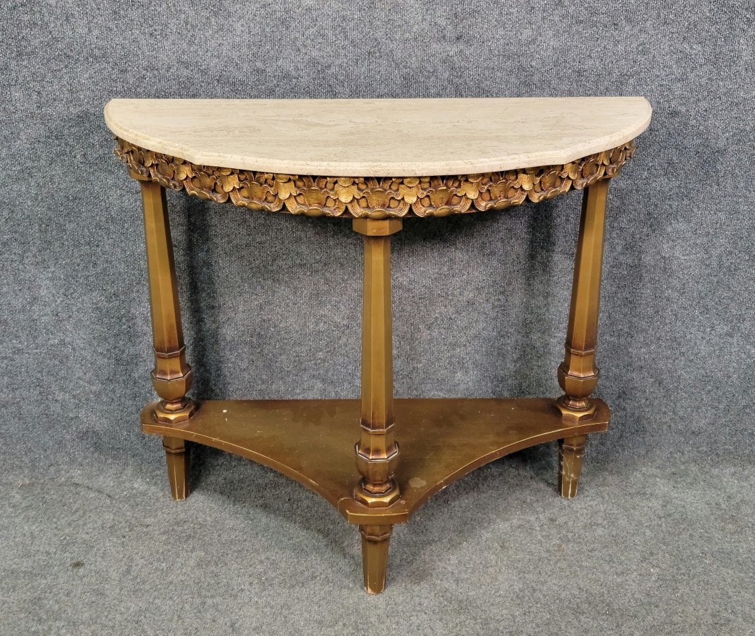 Marble Top Console: 29.75"H, 34.25"W, 13.50"D