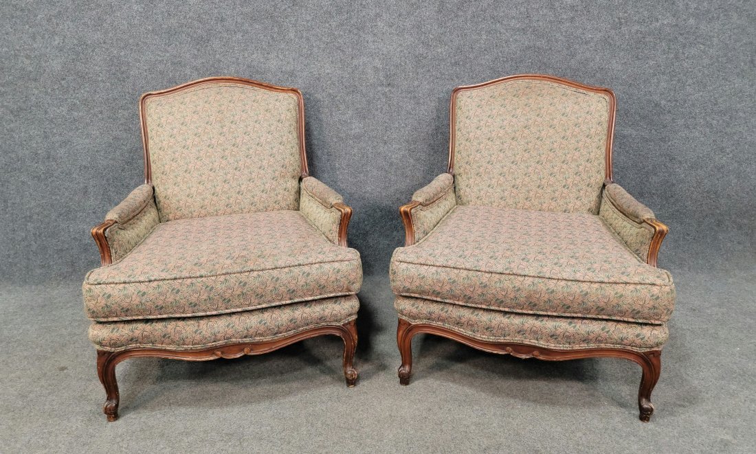 Pair Of Oversized Bergere Chairs: 35"H, 31"W, 29"D, 17"SH