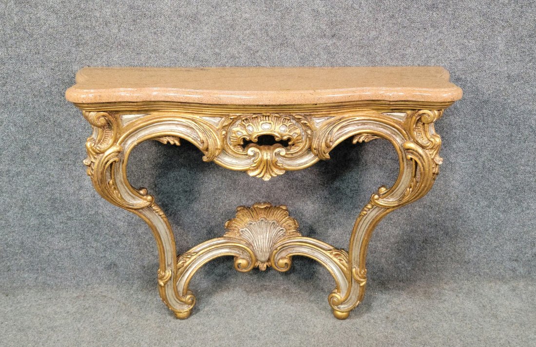 Marble Top Italian Console: 30"H, 42"W, 13"D