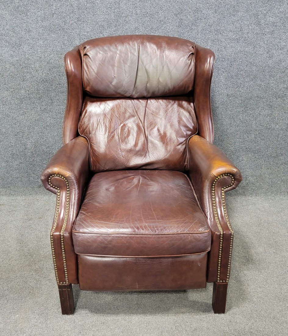 Leather Recliner: 42"H, 34"W, 32"D, 19"SH