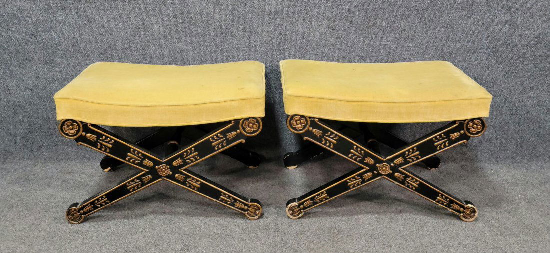 Pair Of Great Ebonized Gilt Benches (1 of 7)