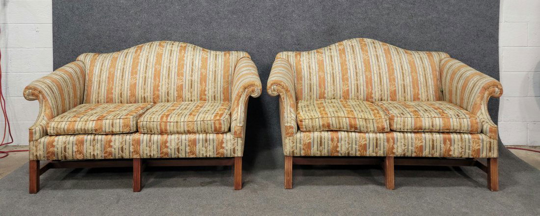 Pair Of Chippendale Settees: 34"H, 61"W, 29"D, 17"SH