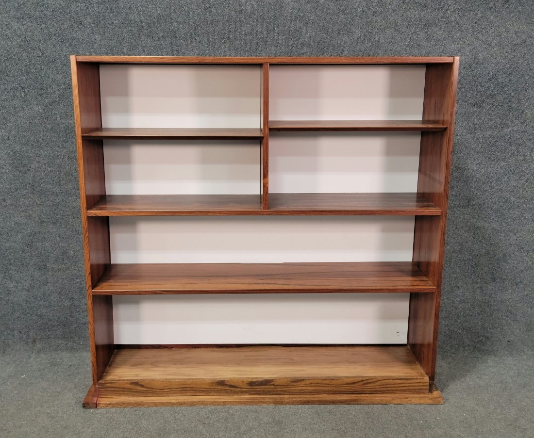Modern Rosewood Bookcase: 53.75"H, 54.50"W, 12"D