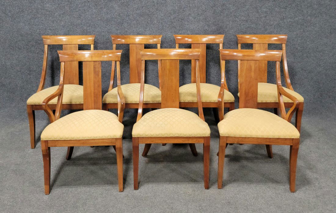 Ethan Allen 7 Chairs: 36.50"H, 23"W, 19"D, 17.50"SH