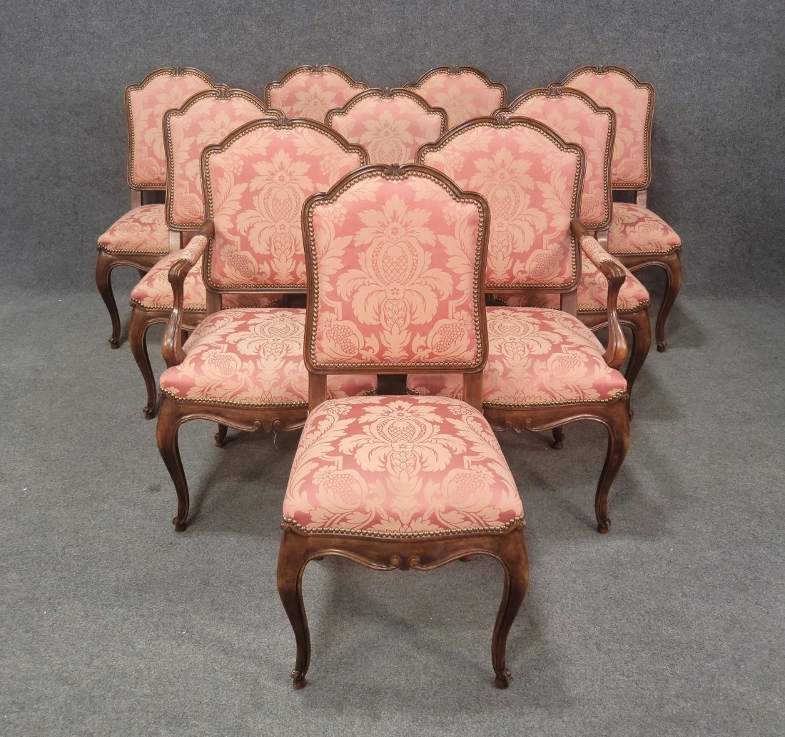 10 Minton Spindell French Chairs: 41"H, 23"W, 20"D