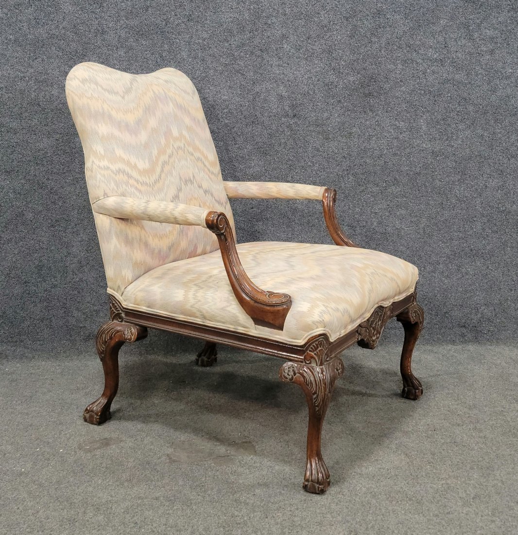 Georgian Style Open Arm Chair: 38.75"H, 29.50"W, 29.50"D, 17"D