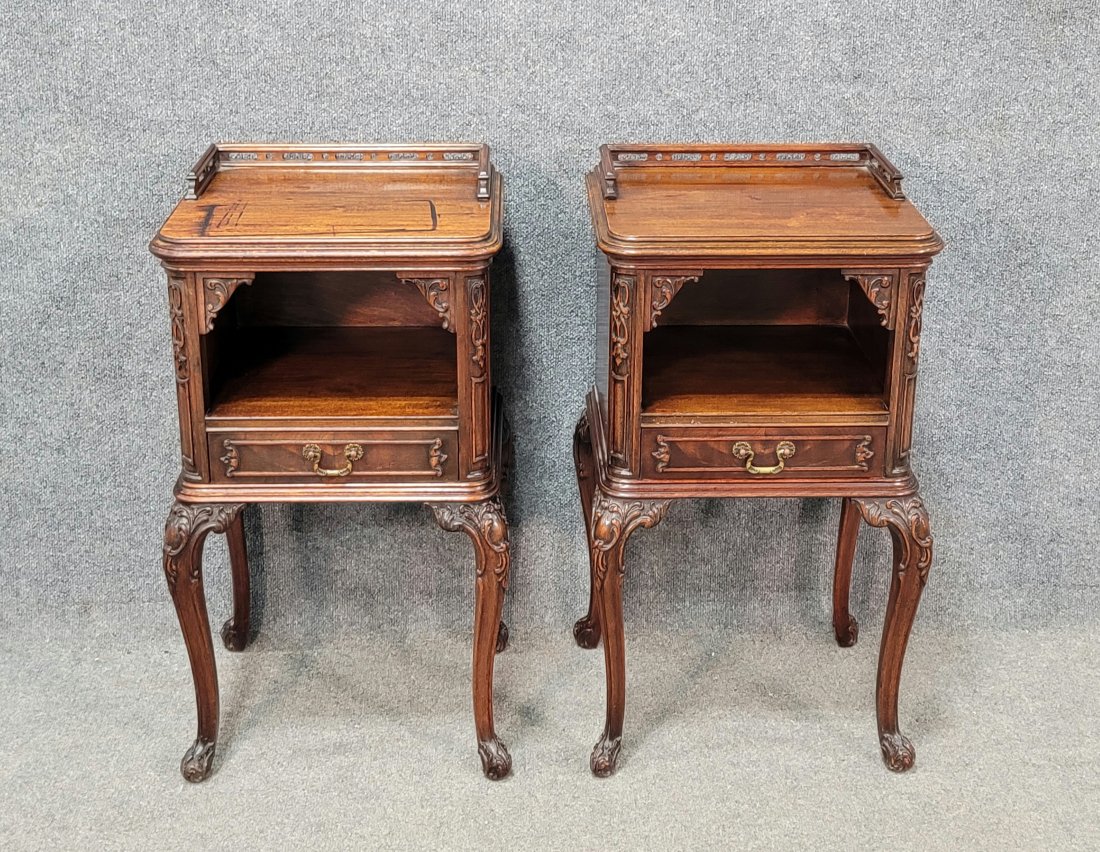 Pair Of Chippendale Nightstands: 30"H, 17"W, 14"D