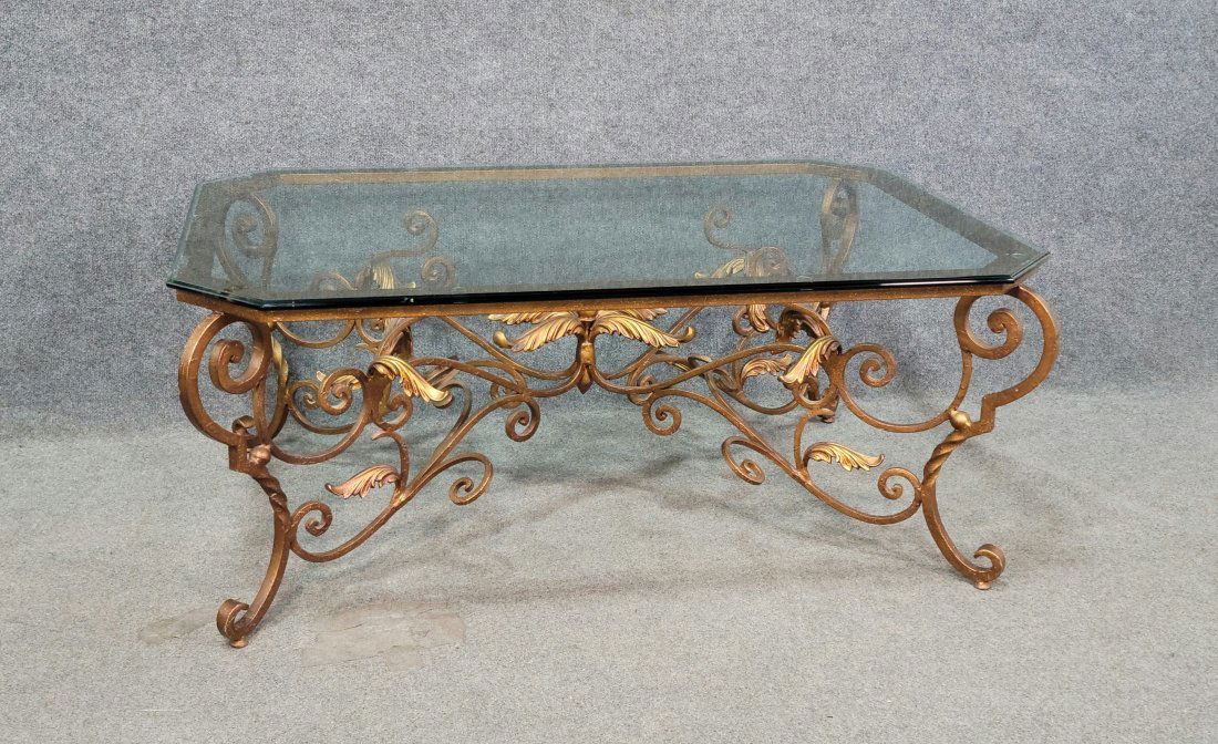 Glass Top Iron Coffee Table (1 of 5)
