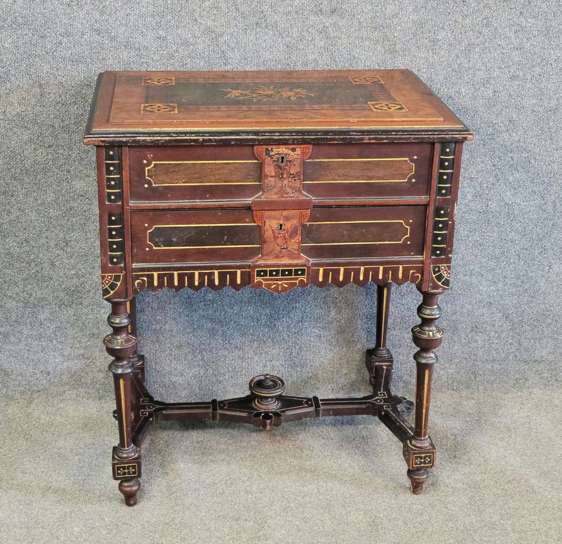 Victorian Inlaid Sewing Stand Attributed To Herter Bros (1 of 7)