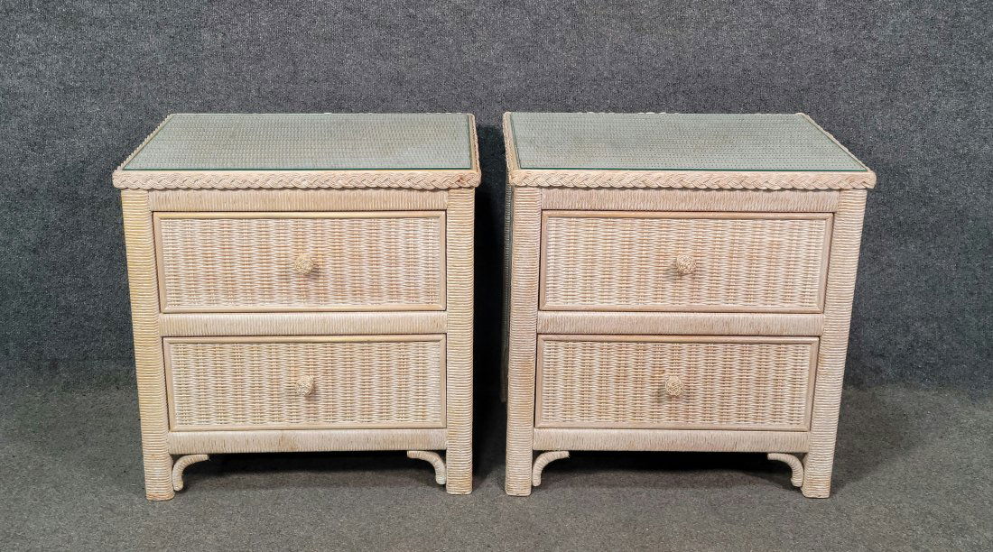 Pair Of Henry Linke Wicker Nightstands (1 of 7)