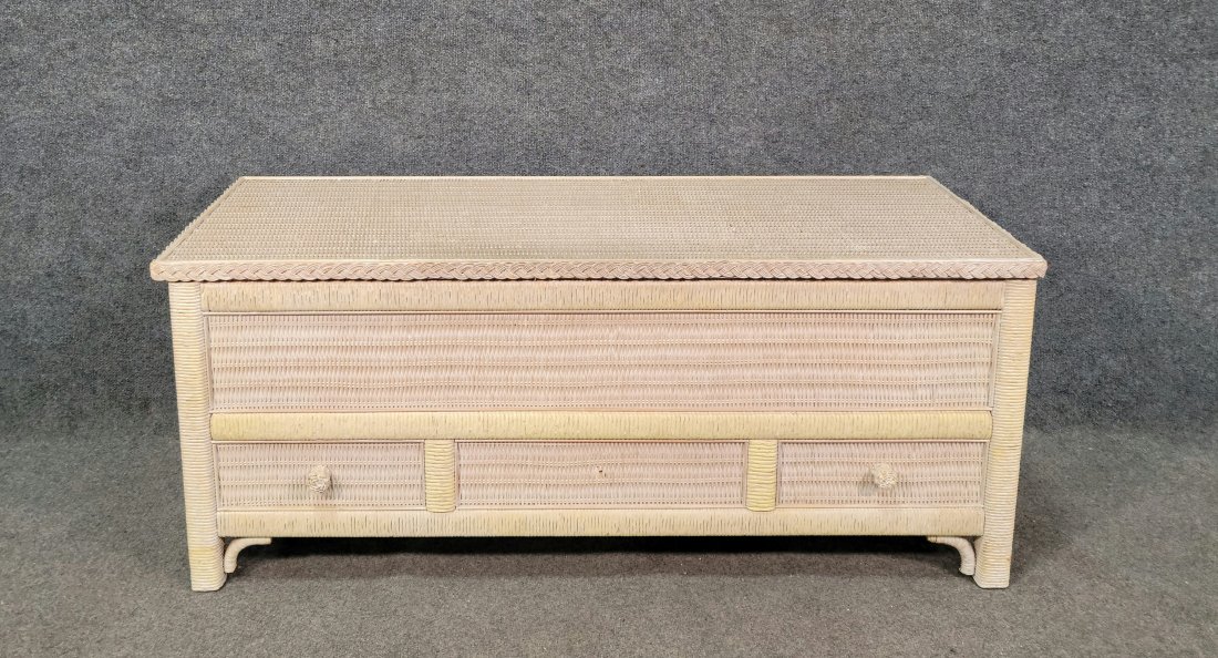 Henry Linke Wicker Cedar Chest: 20"H, 49"W, 19"D