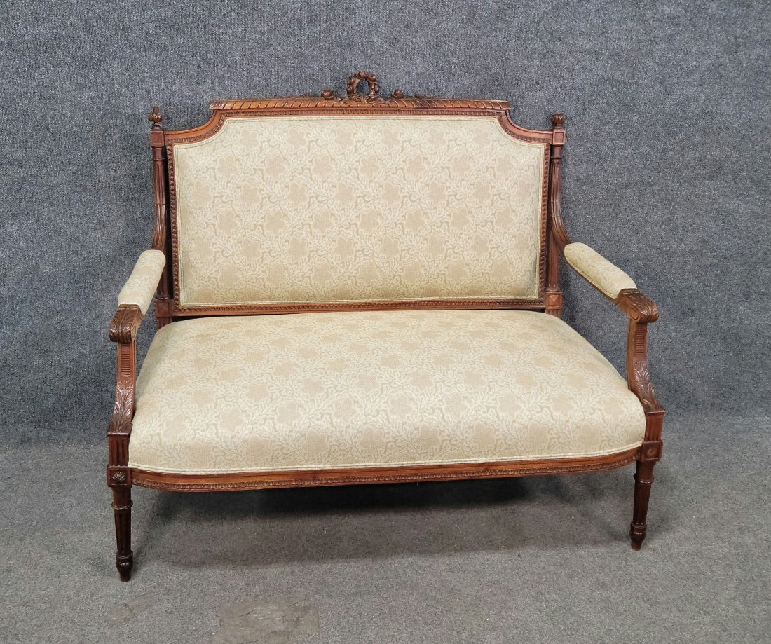 French Settee: 40"H, 46"W, 25"D, 15"SH
