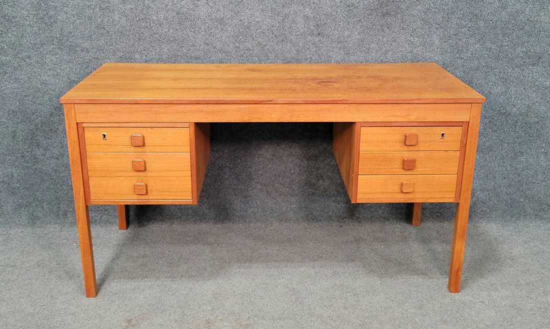 Danish Teak Desk: 28.50"H, 53"W, 23"D