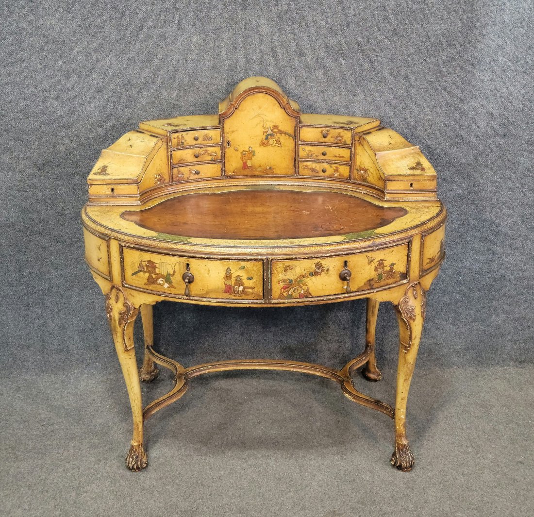 Antique Chinoiserie Desk: 41"H, 41"W, 27"D