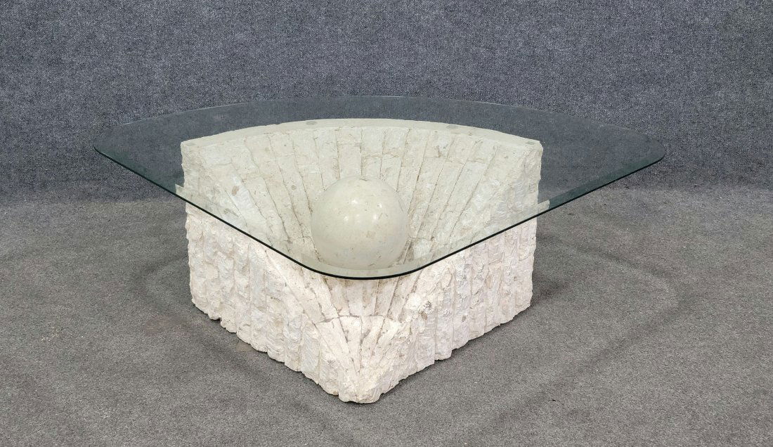 Travertine Coffee Table: 17"H, 49.50"W, 37.50"D