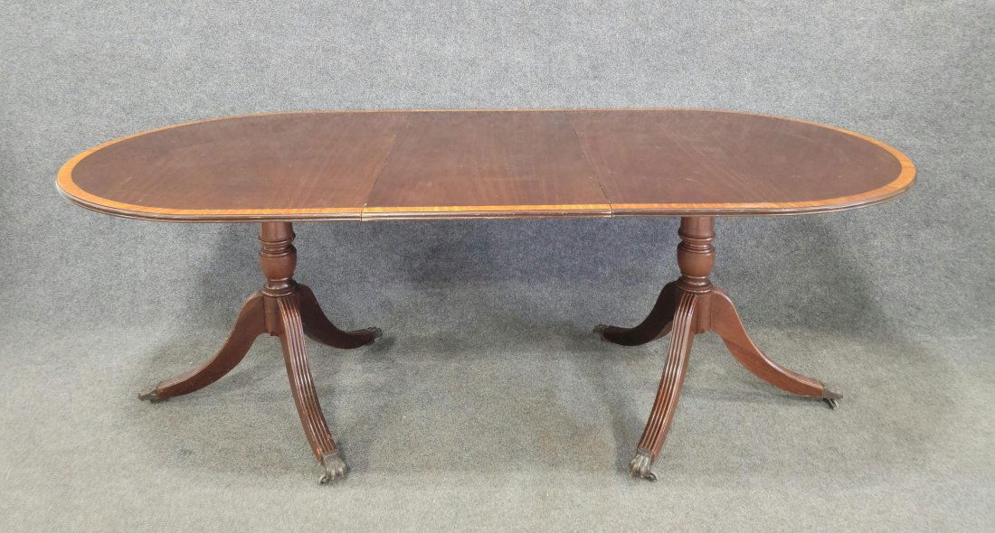 Banded Baker Style Mahogany Dining Table With 1 Board (1 of 5)
