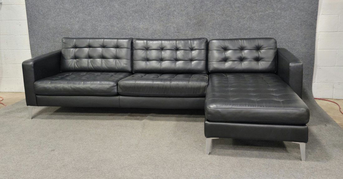 Leather Modern Sectional: 25"H, 110.50"W, 61"D