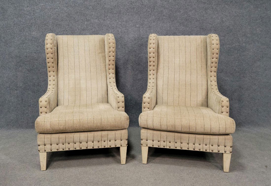 Pair Of Lilian August Clean Large Wing Back Chairs (1 of 6)