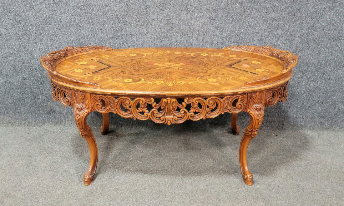Inlaid Carved Coffee Table (1 of 4)