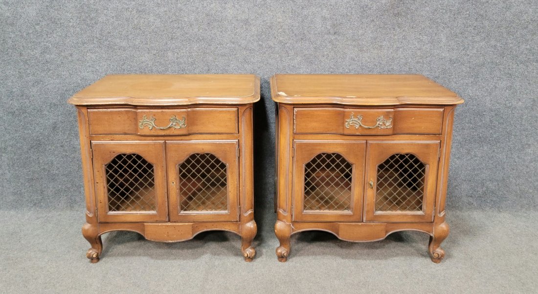 Pair Of Provencial Nightstands: 26"H, 27"W, 18"D