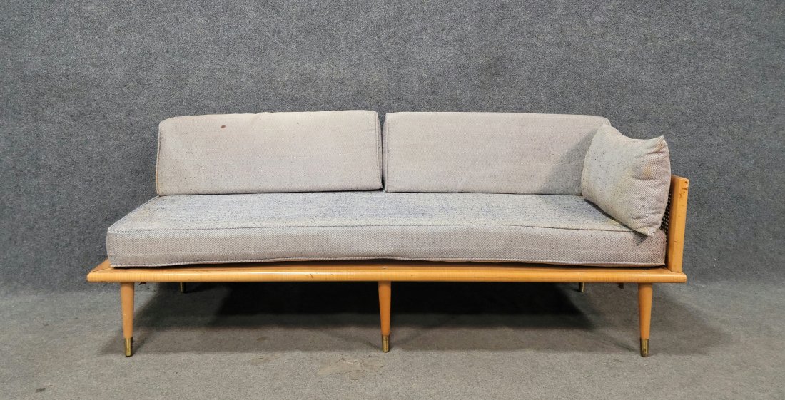 Mid Century Sofa: Without Cushions - 26"H, 75.50"W, 29"D, 12"SH