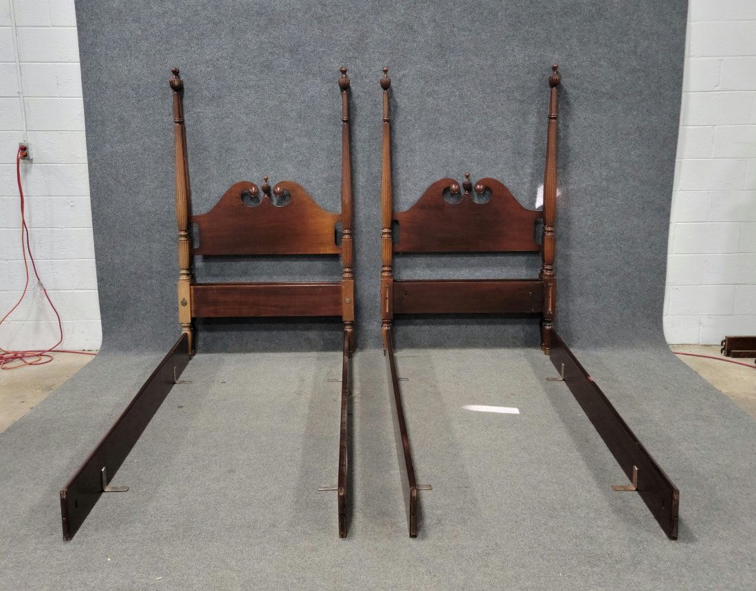 Pair Of Custom Mahogany Twin Poster Beds (1 of 3)