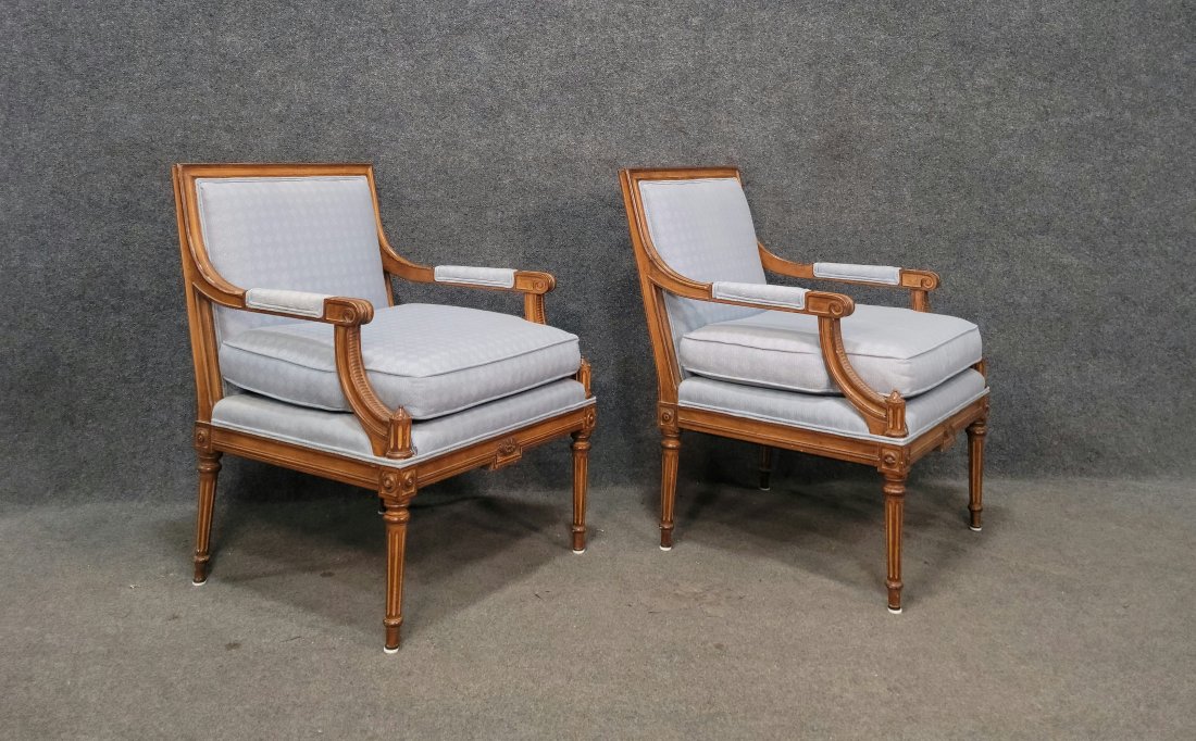 Pair Of Great French Arm Chair: 35"H, 28"W, 28"D, 20"SH