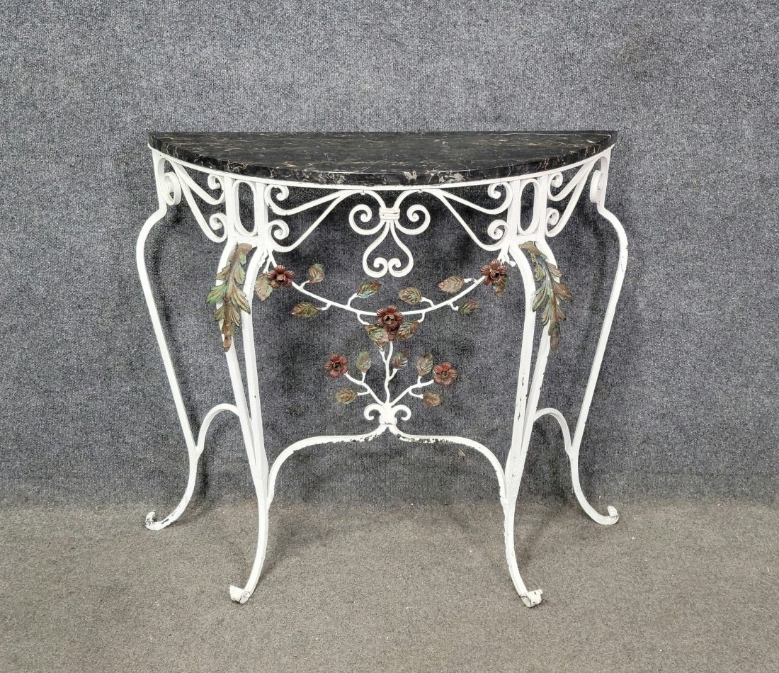 Marble Top Console: 32.50"H, 38.50"W, 11.50"D