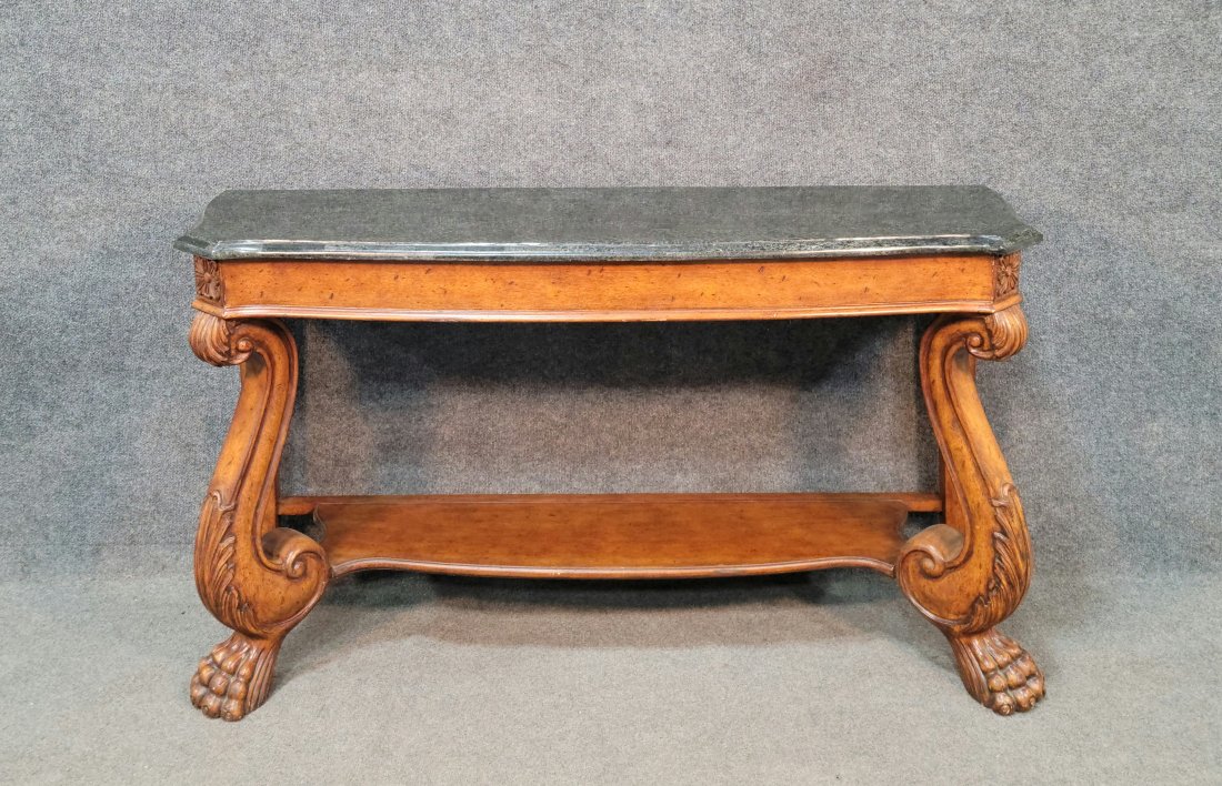 Marble Top Console: 30"H, 54"W, 18"D