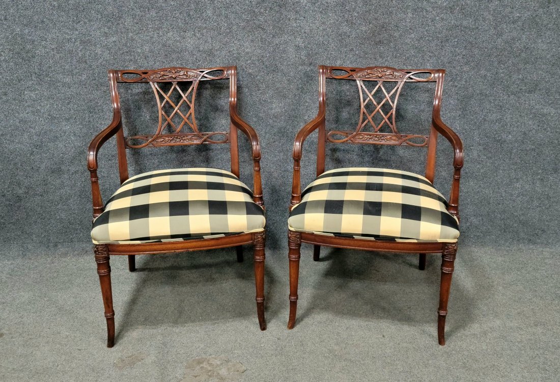 Pair Of Custom Federal Arm Chairs: 33"H, 22"W, 20"D
