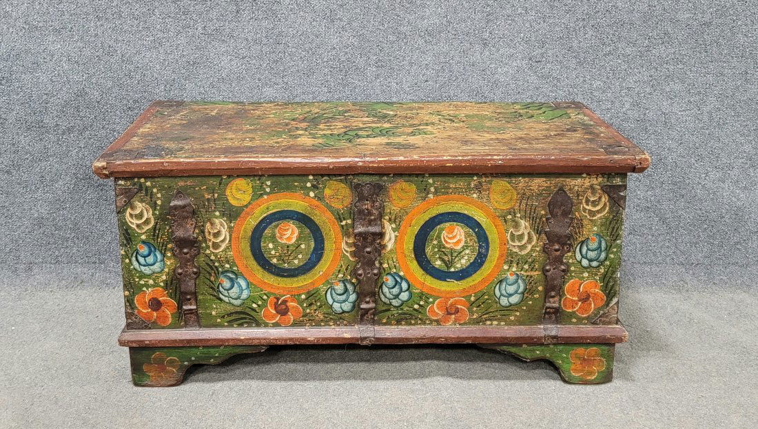 Paint Decorated Antique Chest (1 of 6)