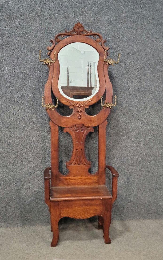 Ornate Oak Hall Rack (1 of 5)