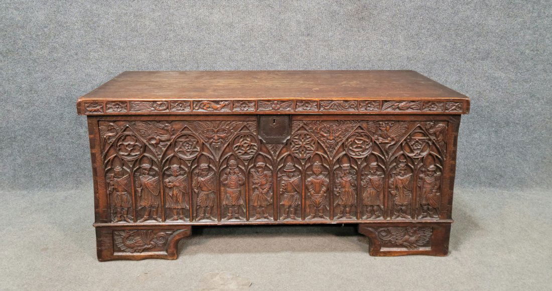 An Antique Gothic Blanket Chest (Very Rare) (1 of 6)