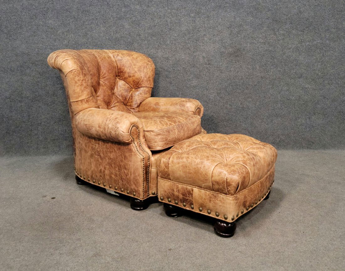 Century Leather Chair + Ottoman (Great Quality) (1 of 5)