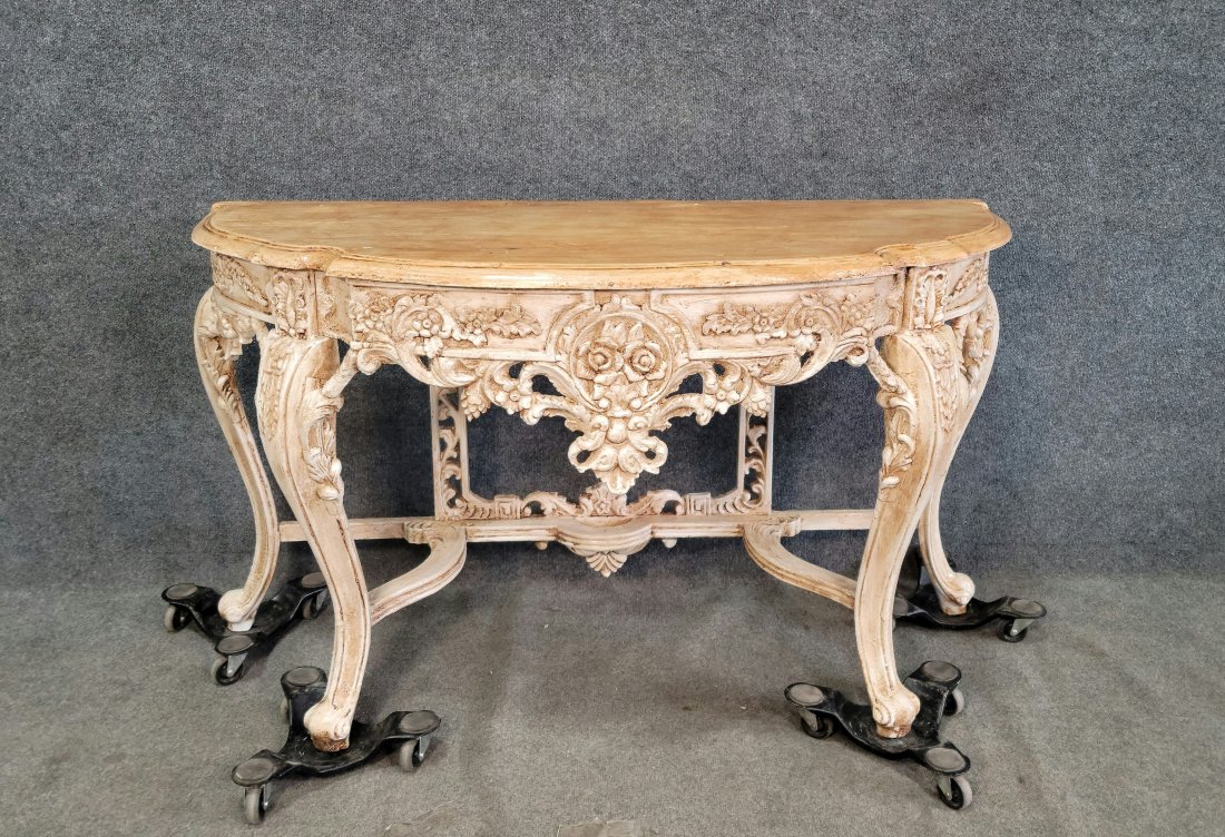 Iron Marble Top Console (VERY HEAVY): 30"H, 54"W, 21.50"D