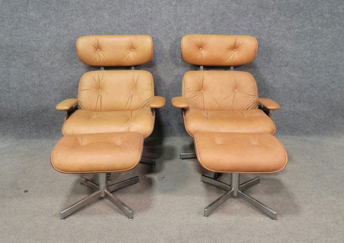 Pair Of Herman Miller Style Chairs With Ottomans (1 of 7)