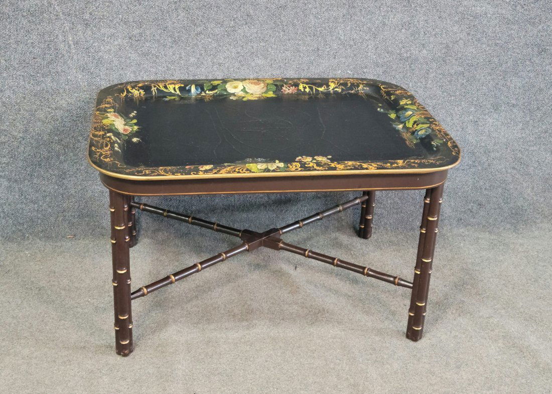 Bamboo Faux Coffee Table With Tray Top (1 of 4)