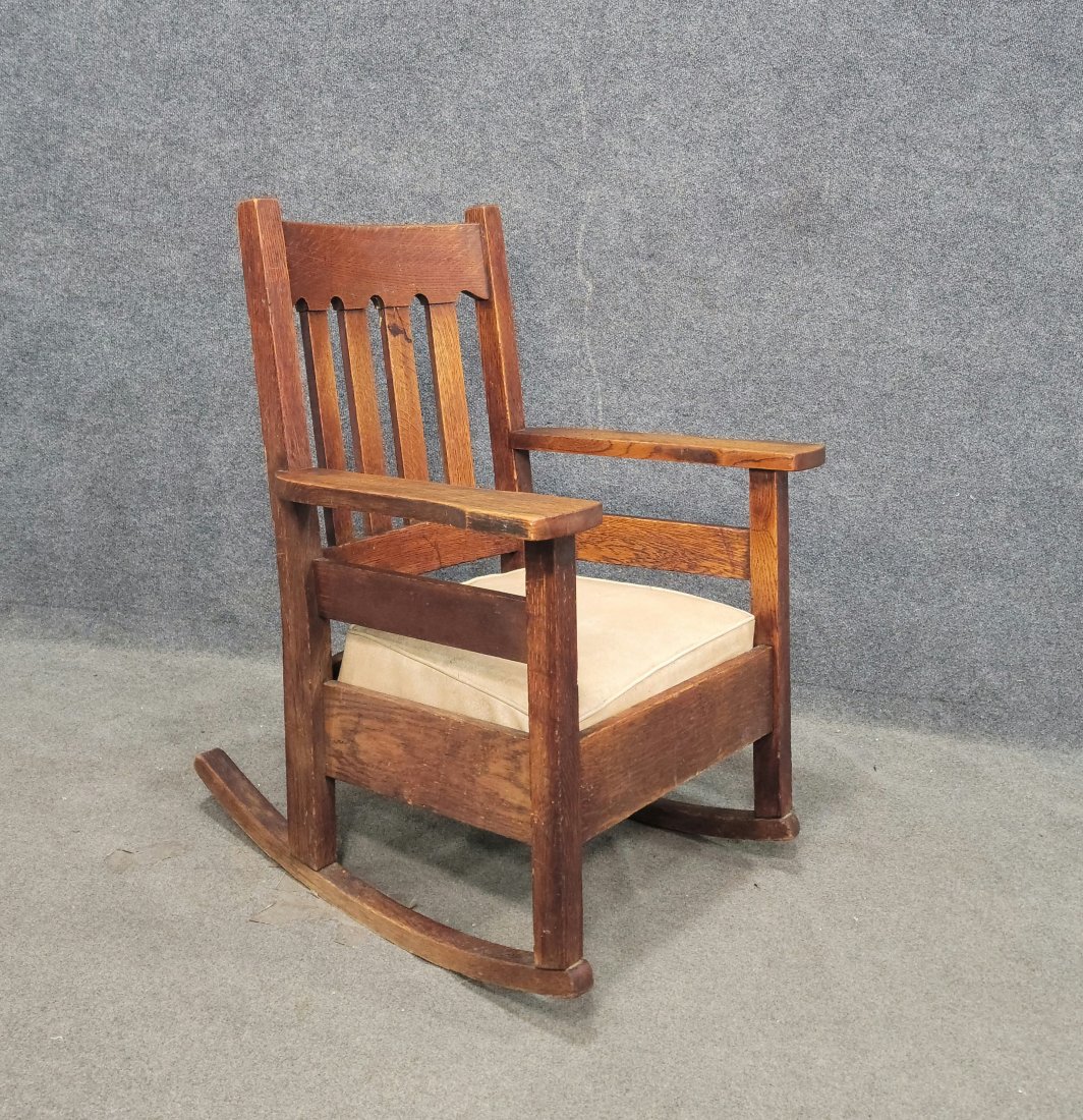 Mission Oak Rocking Chair: 36"H, 29"W, 29"D, 14"D