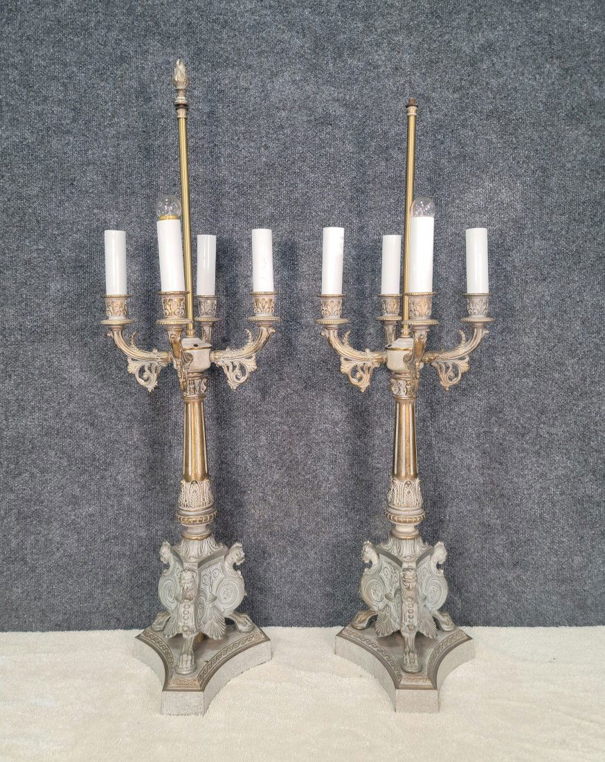 Pair Of French Empire Style Candelabra Lamps (1 of 3)