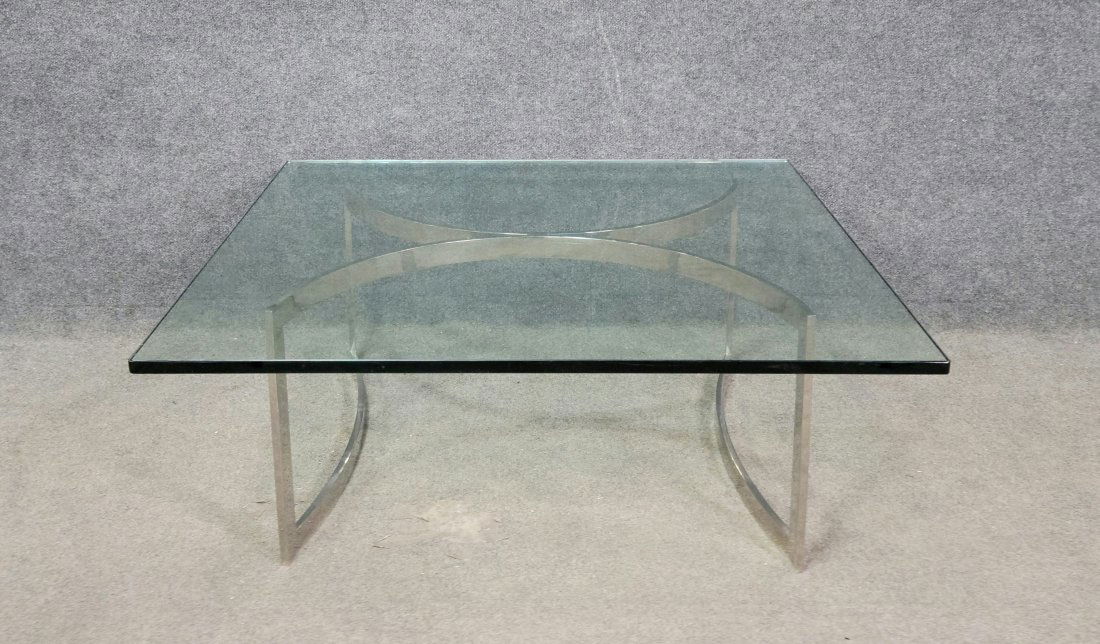 Knoll Style Glass Top Coffee Table (1 of 4)