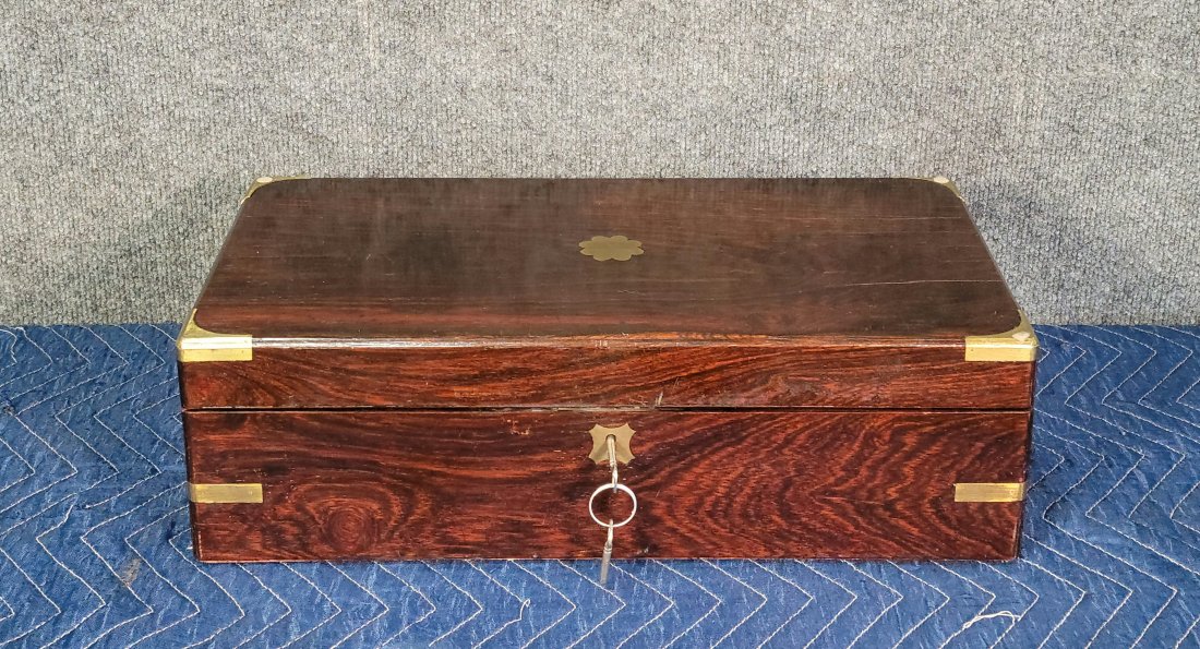 Rosewood Campaign Lap Desk: 5"H, 18"W, 9.50"D